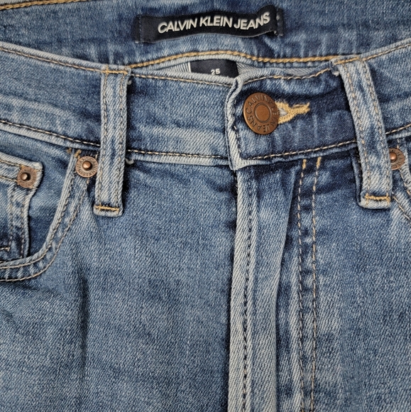 Calvin Klein Jeans Pants Short Crop Size 25 Blue Womens Denim High Rise Straight - Picture 4 of 9